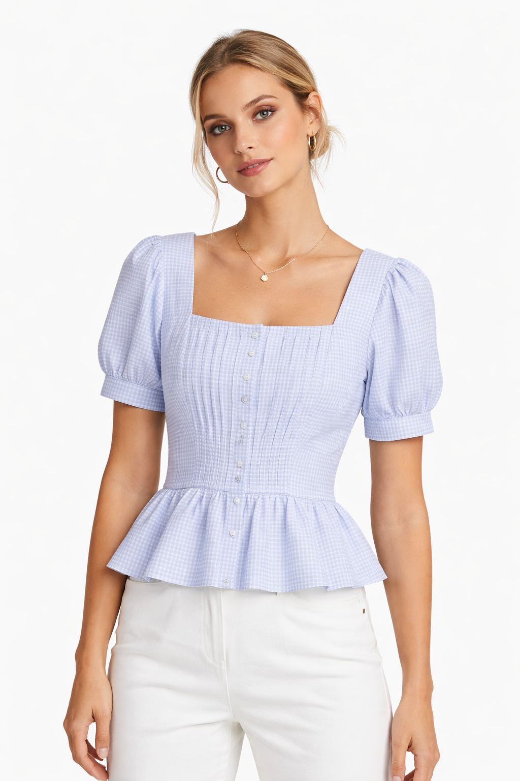 Blue Whisper Peplum Blouse
