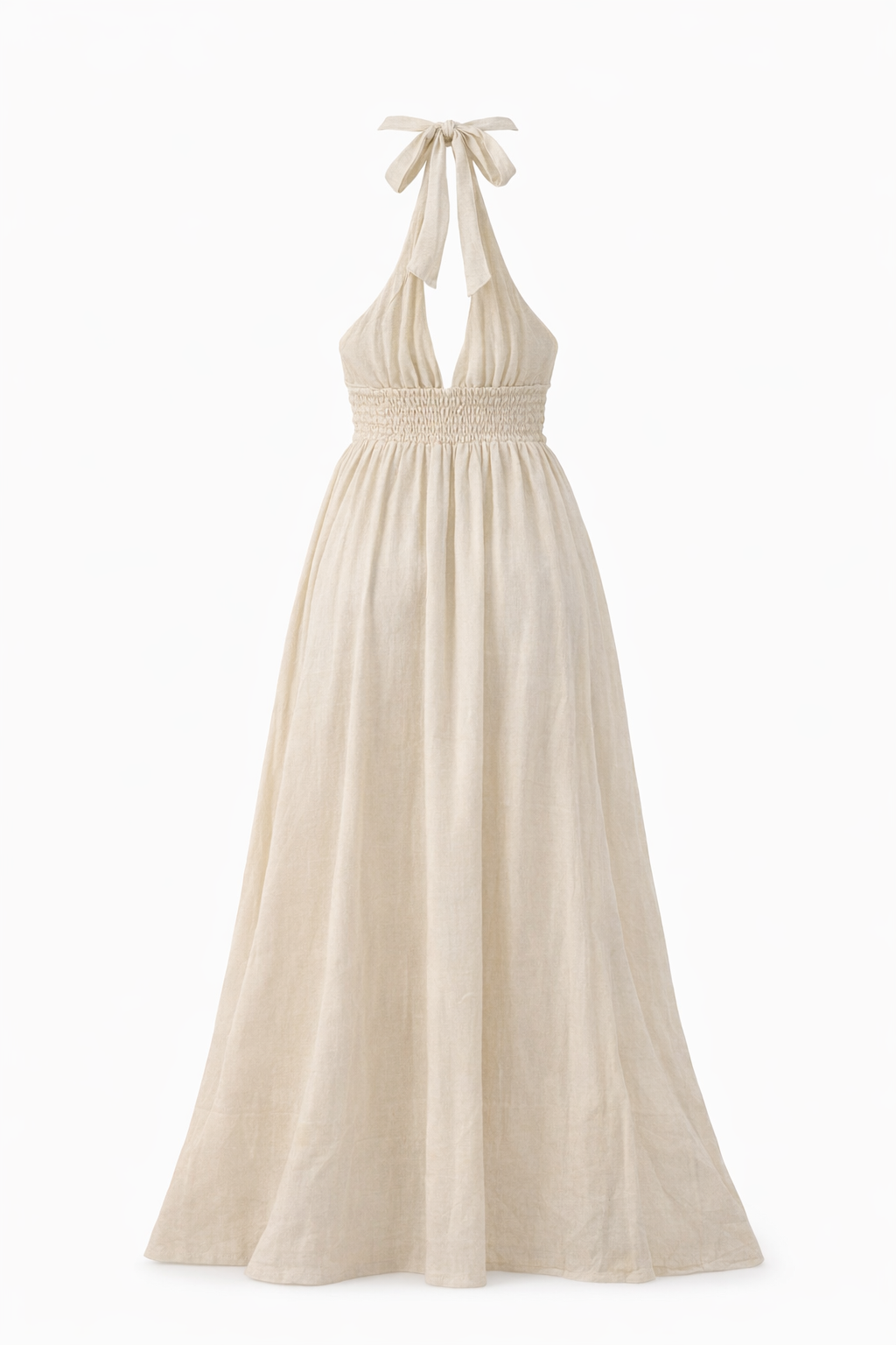 Ivory Halter Linen Maxi Dress